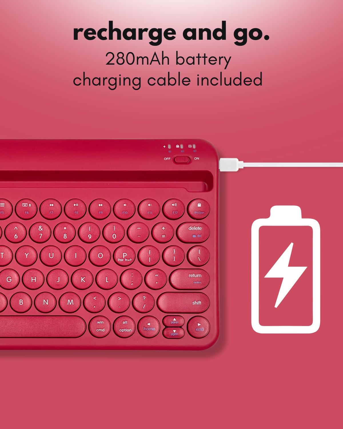 Macally Bluetooth Tablet Keyboard - Multi Device Wireless Keyboard for Phone, iPad mini/Pro, Android - Rechargeable with Built in Stand and Quiet Keys - Image 6