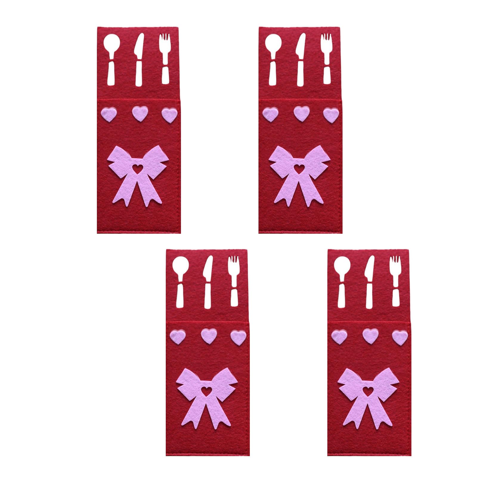 APGLSXY 4pcs Valentine ' s Day Fabric Flatware Holders Rectangular Cutlery Storage Bags Holiday Party Silverware Organizers Valentine ' s Day Cutlery Holders