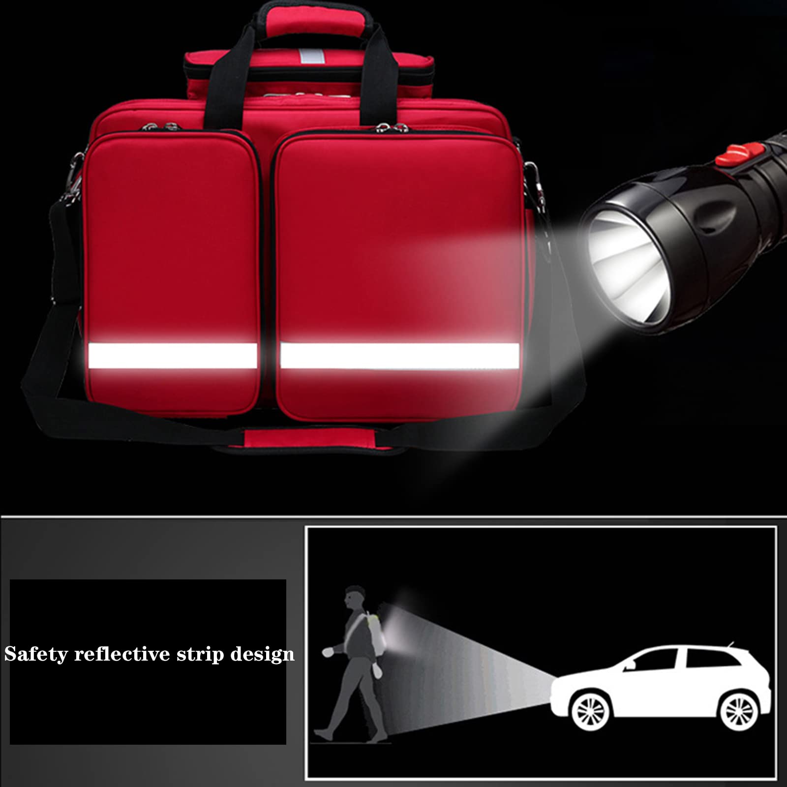 Mochila de Primeros Auxilios, Mochilas portátiles de Primeros Auxilios de Emergencia, Kit de Rescate Rojo de Gran Capacidad, Kit médico multifunción Impermeable para Exteriores