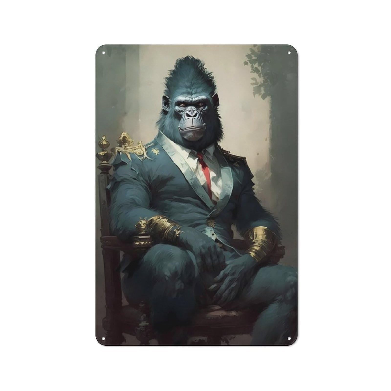 Junmoney Gorilla Enchantment Rustic Metal Wall Sign 30X20cm For Living Room Wall, For Kitchen, Dining Room And Home Bar Wall Decor