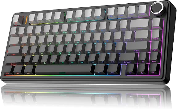 MechLands Aula F75 PRO 75% Wireless Gaming Keyboard, Gasket Mechanical Custom Keyboard with Five-Layer Padding, BT/2.4GHz/USB-C, Hot Swappable, Knob, RGB, Reaper Switches Gradient Black