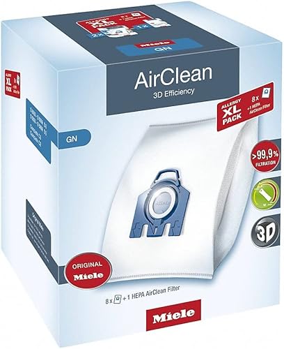 Miele Allergy XL Pack AirClean 3D GN Bolsas para aspiradoras, 8 bolsas, 1 filtro Hepa