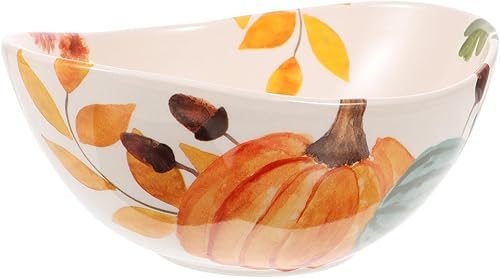 DECHOUS Vajilla de cerámica de estilo pastoral Cuenco de calabaza Cuencos de vidrio Tazón de ensalada para el hogar Tazón de sopa de otoño Tazón de