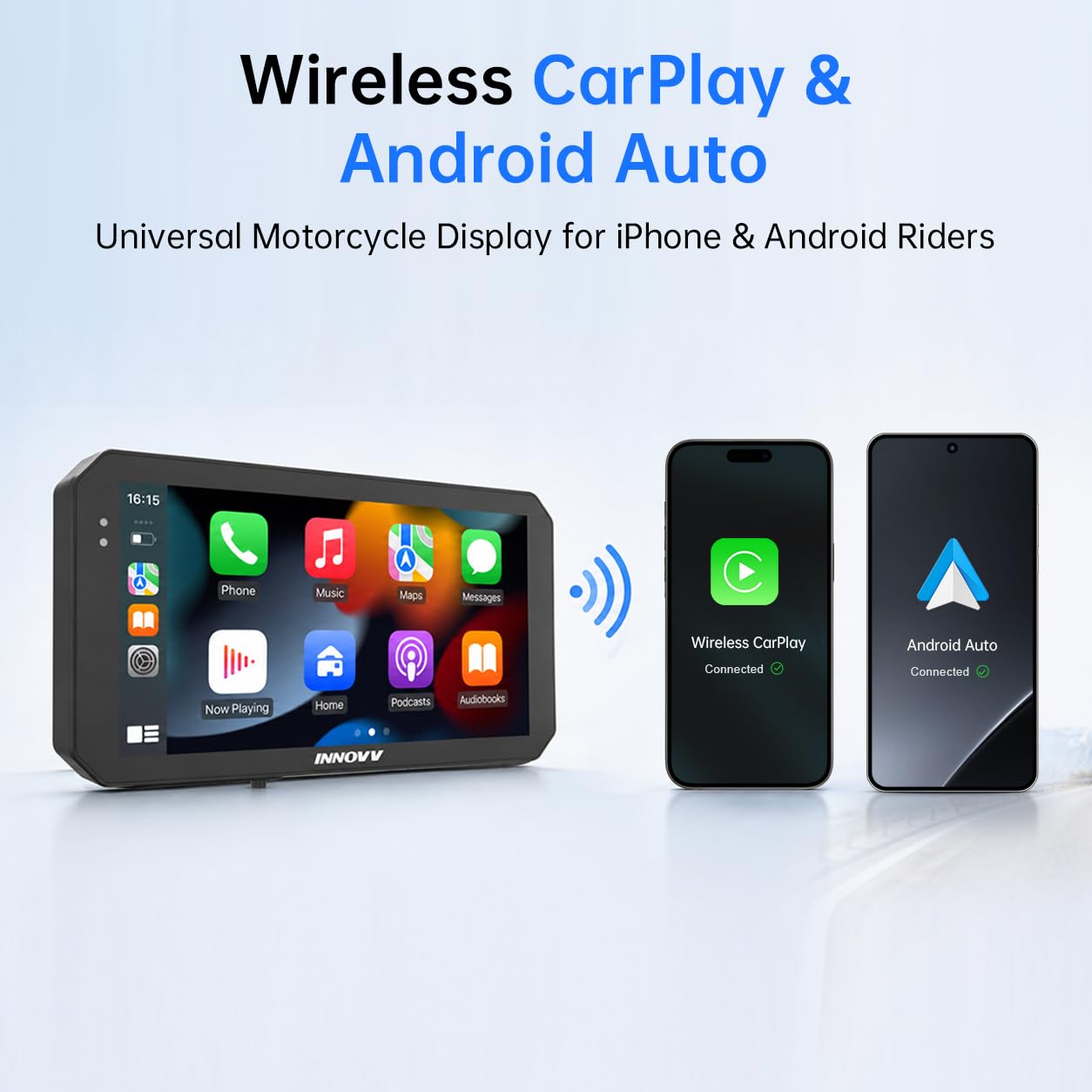 INNOVV N2 15.2 cm Apple Carplay ekran do motocykla, ekran dotykowy, bezprzewodowy system nawigacji GPS Apple CarPlay i Android, 5G Wi-Fi, wodoodporność IP67, Bluetooth, tryb parkowania, Siri, App