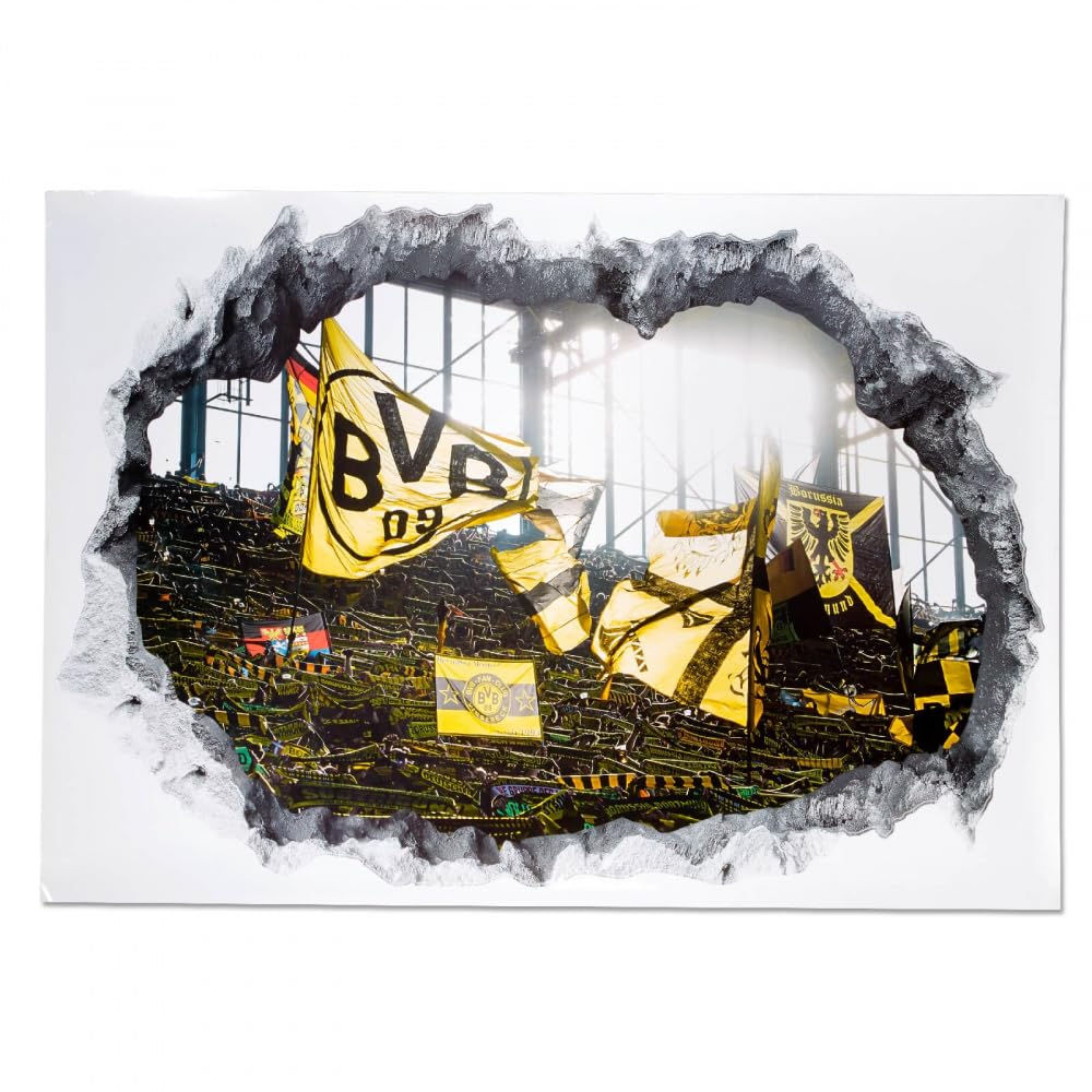 Borussia Dortmund Motivo del tatuaggio 3D muro stadio nero-giallo