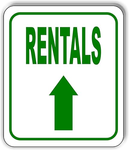 RENTALS Directional Upward Arrow Green Aluminum Composite Outdoor Sign 20" x24"