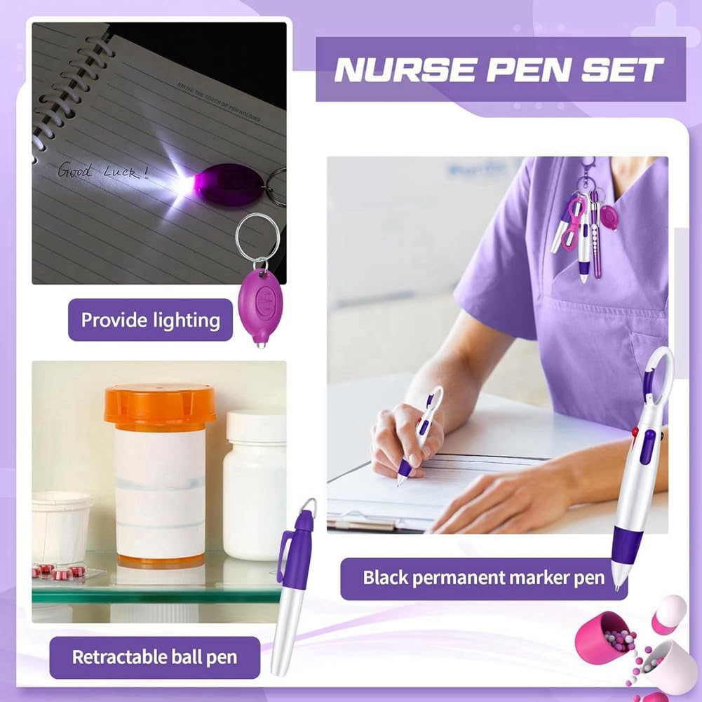 HiyyFloy 6-in-1 Multifunktions-Stift Für Krankenschwestern - Mit Taschenlampe & Schere