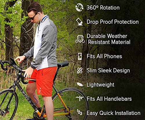 E Tronic Edge Bike Phone Mount - Rotating Cell Phone Holder For Bicycle Handlebar Compatible With Iphone 6 7 8 X 11 12 13 Samsung Galaxy (All-Terrain) #TOP2