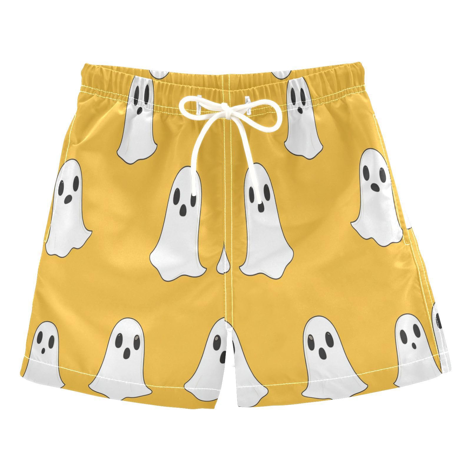 Jucciaco Boys Beach Board Shorts Ghost Cartoon Graphic Quick Dry Swim Trunk Swimwear for Kids Multicolor