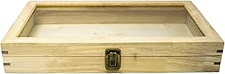 Novel Box Jewelry Organizer Box Wood 14.75x8.25x2.1 Large Glass Jewelry Box with Lid with Metal Clasp - Gem Display Case - Jewelry Display Case for Necklaces Bracelets Rings Accessories