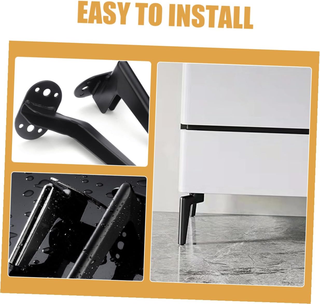 4pcs Metal Furniture Legs Replacement for Tv Cabinet Coffee Table Sofa Support, 14.5cm Matte Black Sturdy Nightstand and Table Legs