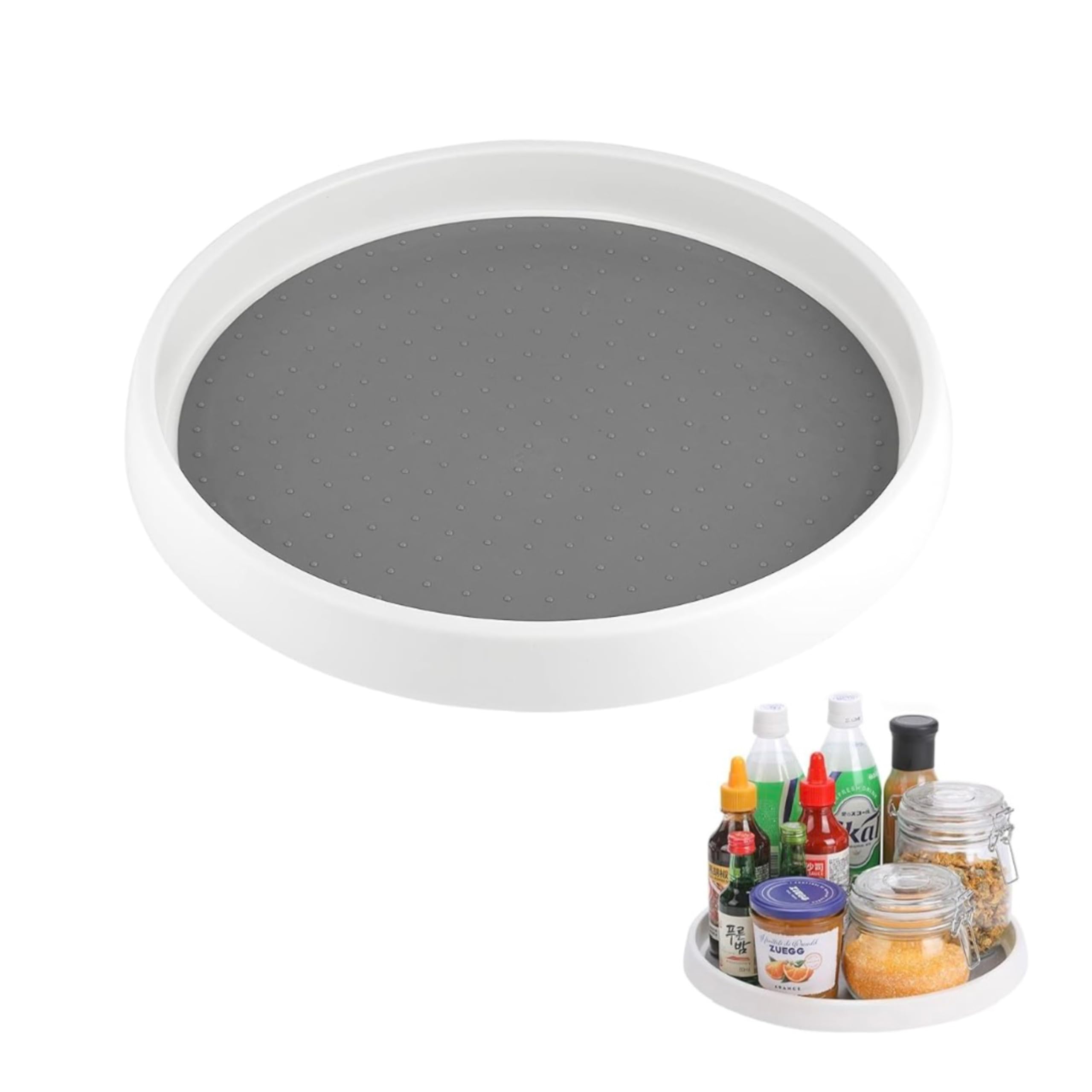 Lazy Susan Rotatable Spice Rack - Cupboard Organiser Turntable - Condiment Holder for Fridge Pantry Cabinet