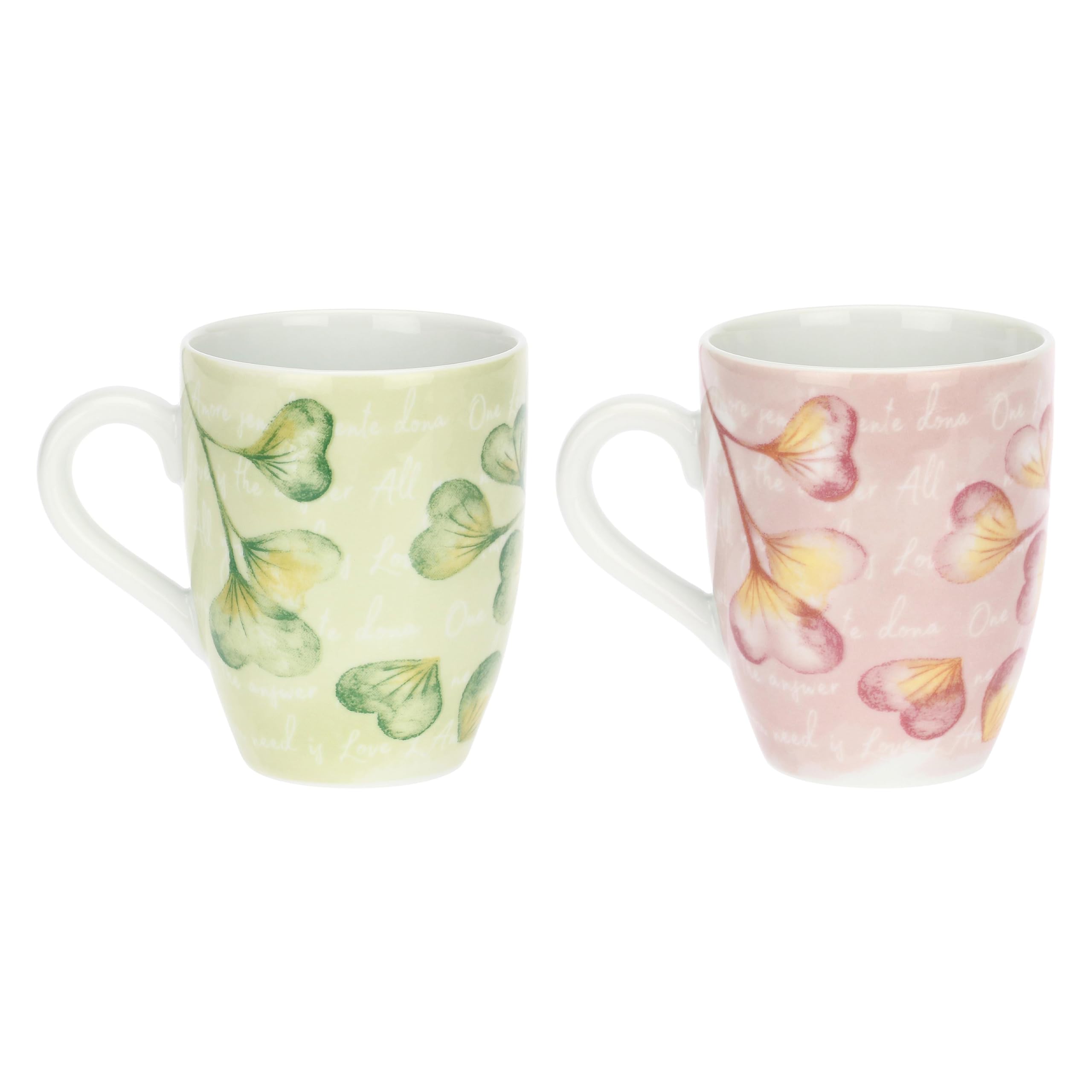 Lot De 2 Tasses Cappuccino Thun Porcelaine Coeurs En Fleurs 13x6cm