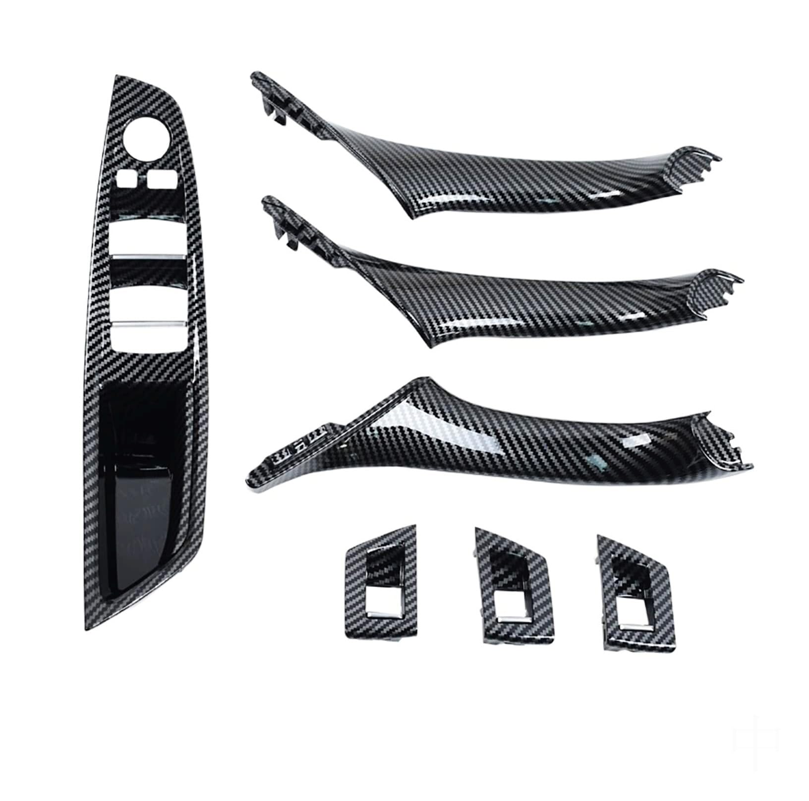 GTDTKGANAK for BMW 5 for Series F10/F11/F18 2010-2017 Interior Door Handle Set Interior Door Panel Handle Decorative Covers(Carbon Fiber Lhd 7pcs)