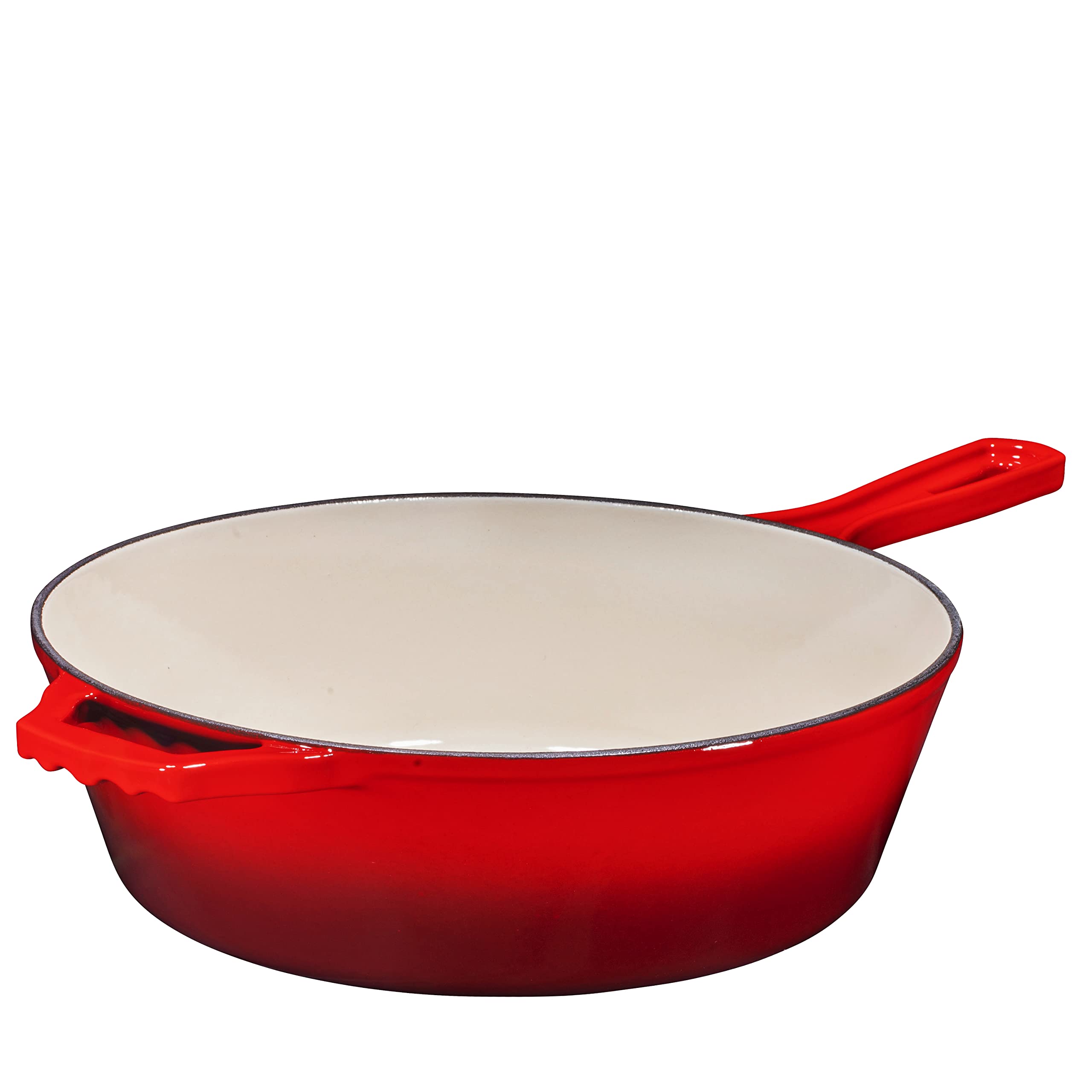Enameled Red 2In1 Cast Iron MultiCooker By Bruntmor Heavy Duty 3