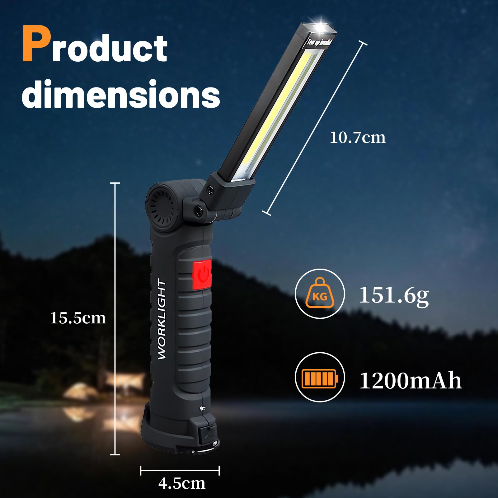 Luce Di Lavoro Senza Fili Ricaricabile A Base Magnetica Con Rotazione 180 5 Modalità Di Illuminazione Per La Meccanica - Foto 3
