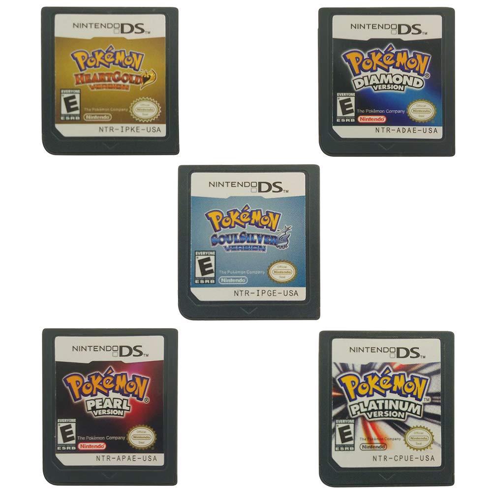 5-in1 Nintedo DS Pokeman Diamond Pearl Soul Silver Golden Heart Platium Version Game Card USA Version for NDS NDSI 3DS