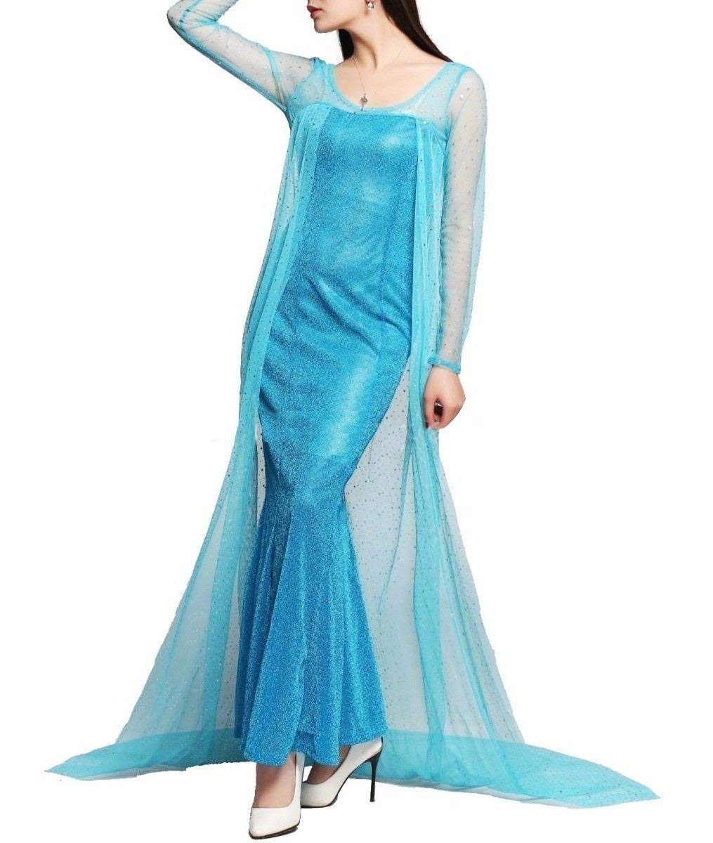 Taglia S - Costume - Carnevale - Halloween - Elsa Principessa - Donna - Colore Blu - Frozen