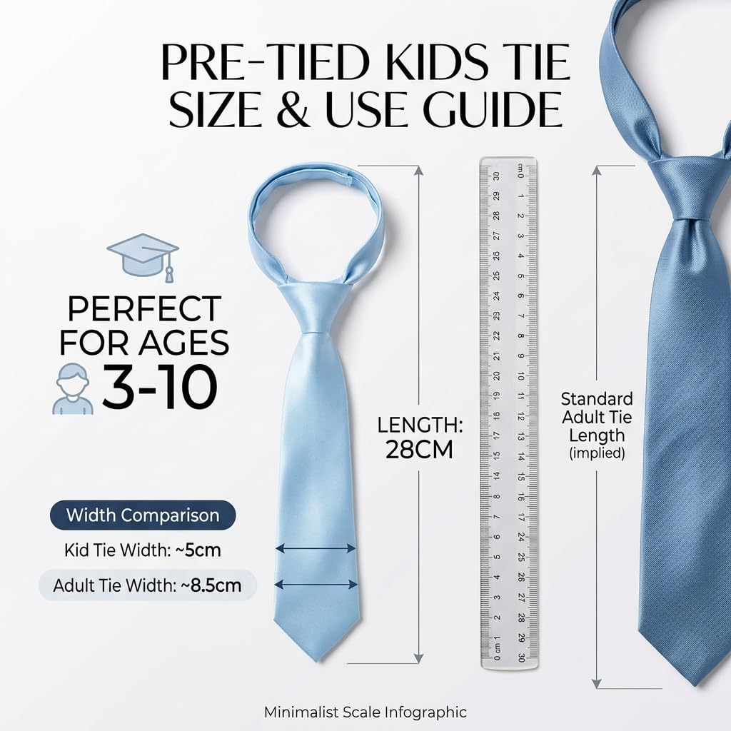 The Tie Company Cravatte in raso per bambini - Azzurro, Azzurro, Taglia Unica