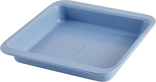 Farberware Easy Solutions - Bandeja cuadrada antiadherente para tartasgalletas, 9 pulgadas con marcas de porciones, color azul