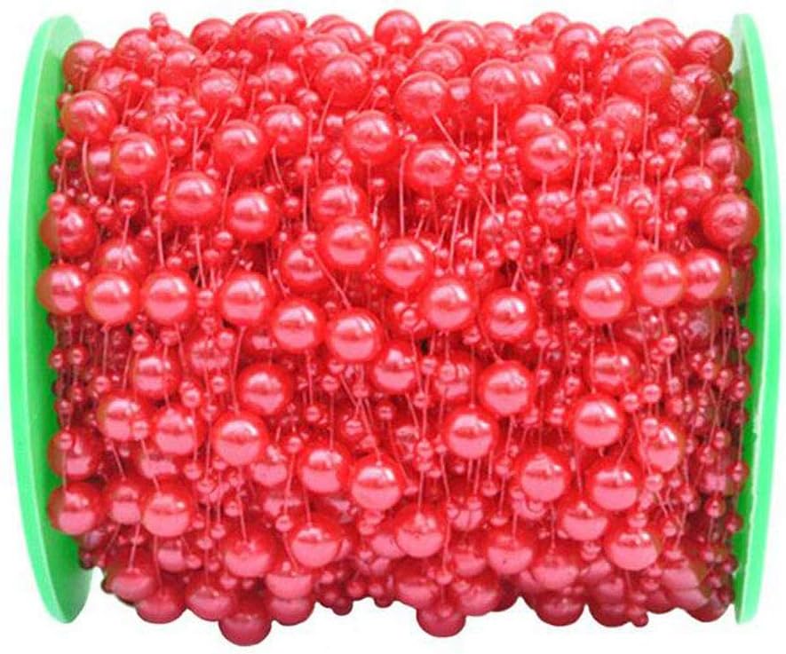 200 Feet Pearl Strands Bead Garland Pearl Beaded Trim for Bridal Bouquet Crafts Decoration & Home Decoration Pearls on String (Green)