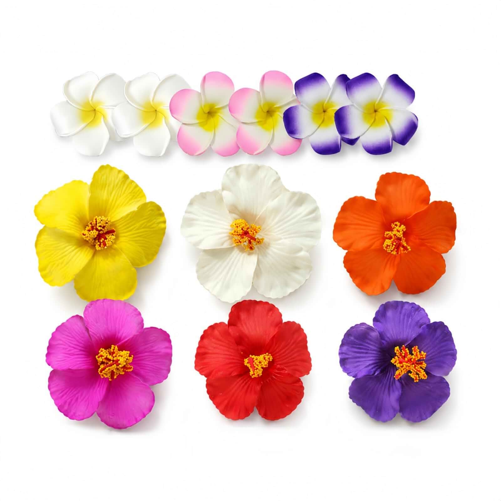 12pcs Hawaiian Hibiscus and Plumeria Flower Hair Clips for Women, Multicolor Hair Accessories for Daily Wear, Vacation and Summer Trips.