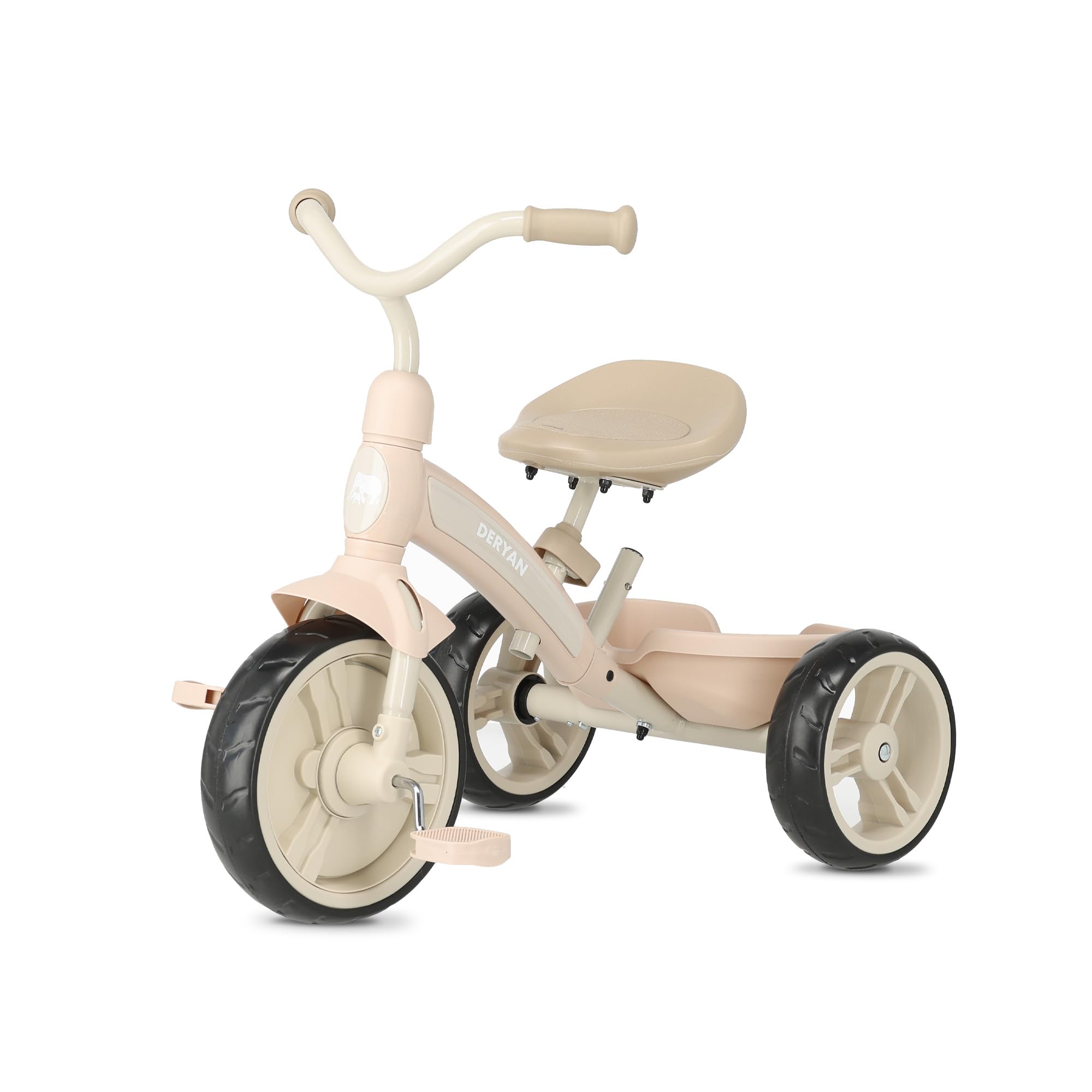 Deryan Wanderer 2 in 1 Laufrad Dreirad - ab 2 bis 6 Jahre, Kinderdreirad mit schubstange, Kinderfahrrad mit Pedalen, Laufräder Lauffahrrad inkl. Lenkstange (Beige)