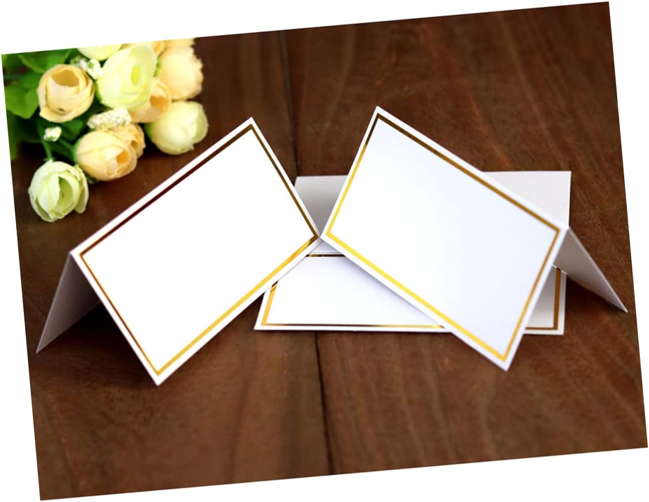 PRETYZOOM 80pcs Wedding Seat Cards Elegant White Paper Gold Trim Hot Stamping for Party