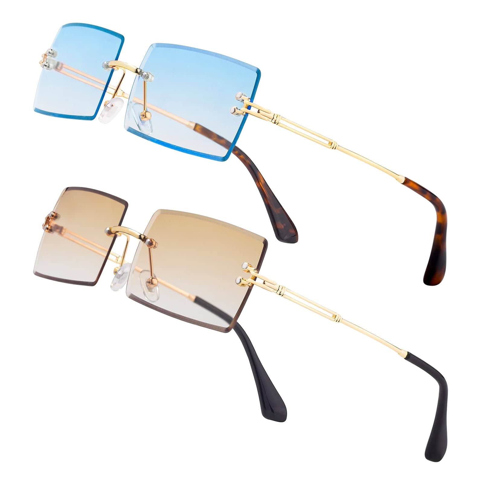 Stylish Small Rectangle Sunglasses Women Men Tinted Frameless Eyewear Ultralight Candy Color Ocean Sun Glasses Shades NP1034