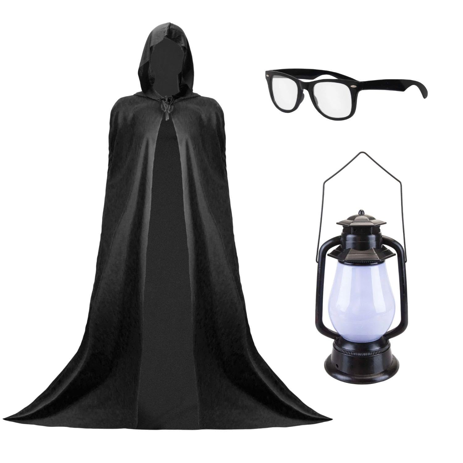 Alan TV Presenter Costume Set – Hooded Cape, Glasses & Lantern – Funny Traitor Fancy Dress Outfit for Adults, Halloween & Party Events