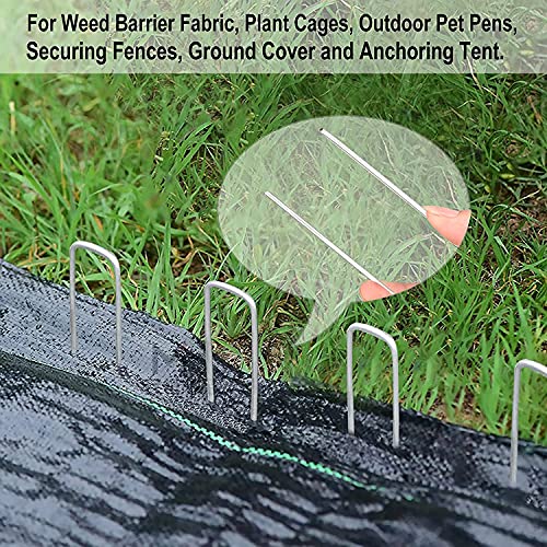 U&MEI Landscape Staples, 8\" Heavy-Duty Garden Stakes, U-Shaped Galvanized Securing Weed Fabric Landscape Fabric Netting Ground Sheets and Camping Tent 50 Pack - Thumbnail 5