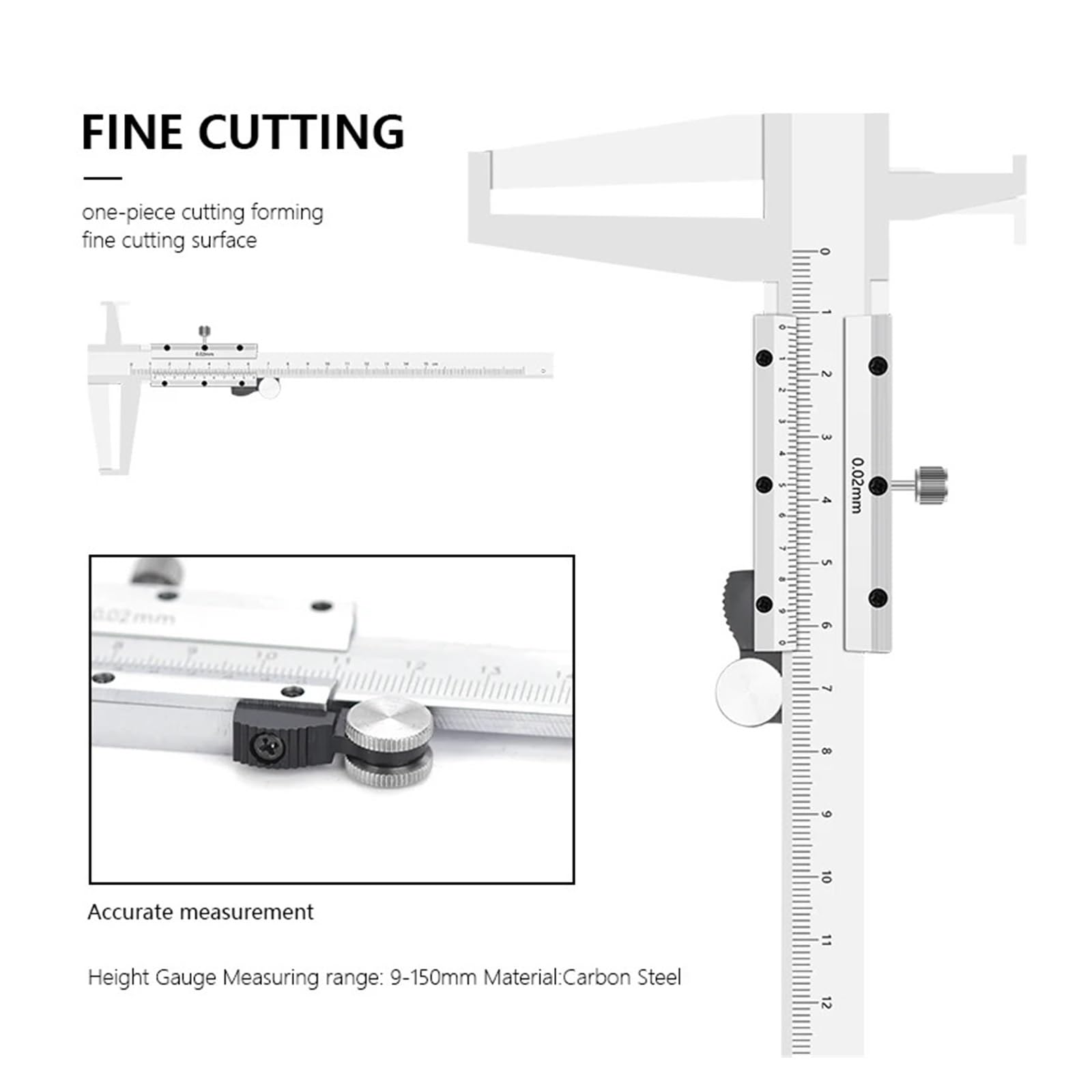 Calibrador Vernier De Ranura Interior Precisión 9-150mm/0,02, Herramientas Medición Calibre Interno 2 Garras Acero Inoxidable NíTido Y FáCil De Leer