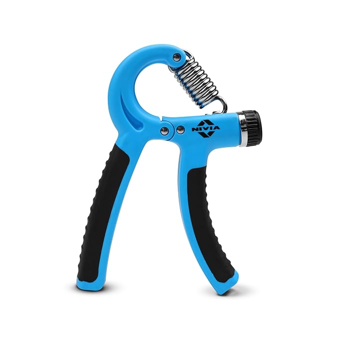 Nivia Hand Grip 2.0 for men and women with 5 to 60 kg adjustable resistance, Steel spring, Anti-slip grip, Durable, Grip For Forearm Strength Training (Blue)