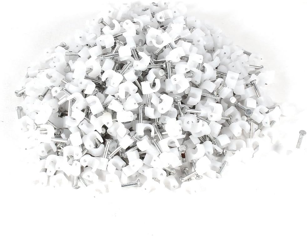 1000 Pcs Plastic Wall Insert 4mm Diameter Circle Cable Wire Nail Clips