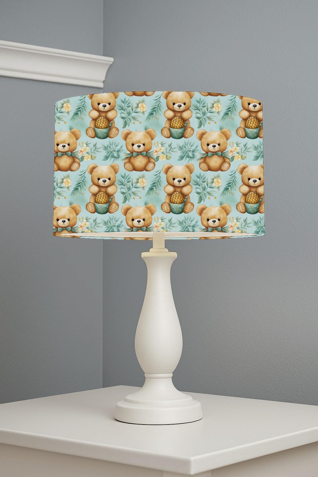Teddy Bear Garden Bliss lightshade – 30 x 21cm Table Drum Shade | E33BB8
