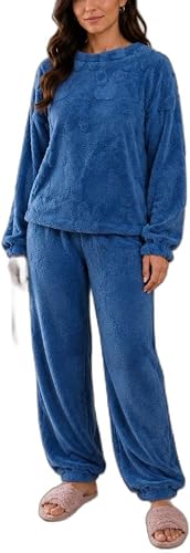 Womens Plush Pj Set XL Blue