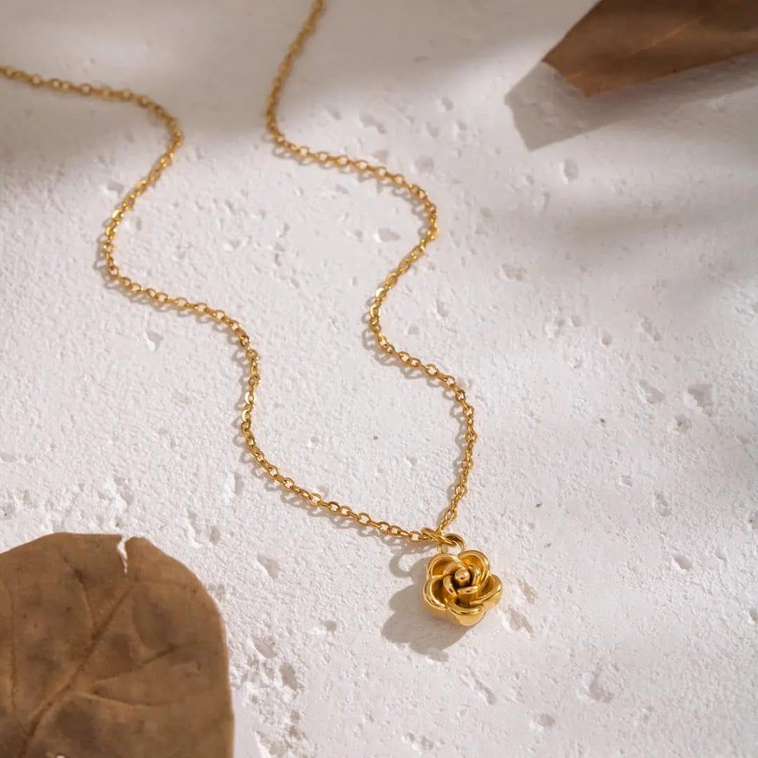 Rose Pendant Necklace for Women with Dainty Floral Charm Cable Chain, Stainless Steel Anti Tarnish Waterproof, Gift for Her-image-47