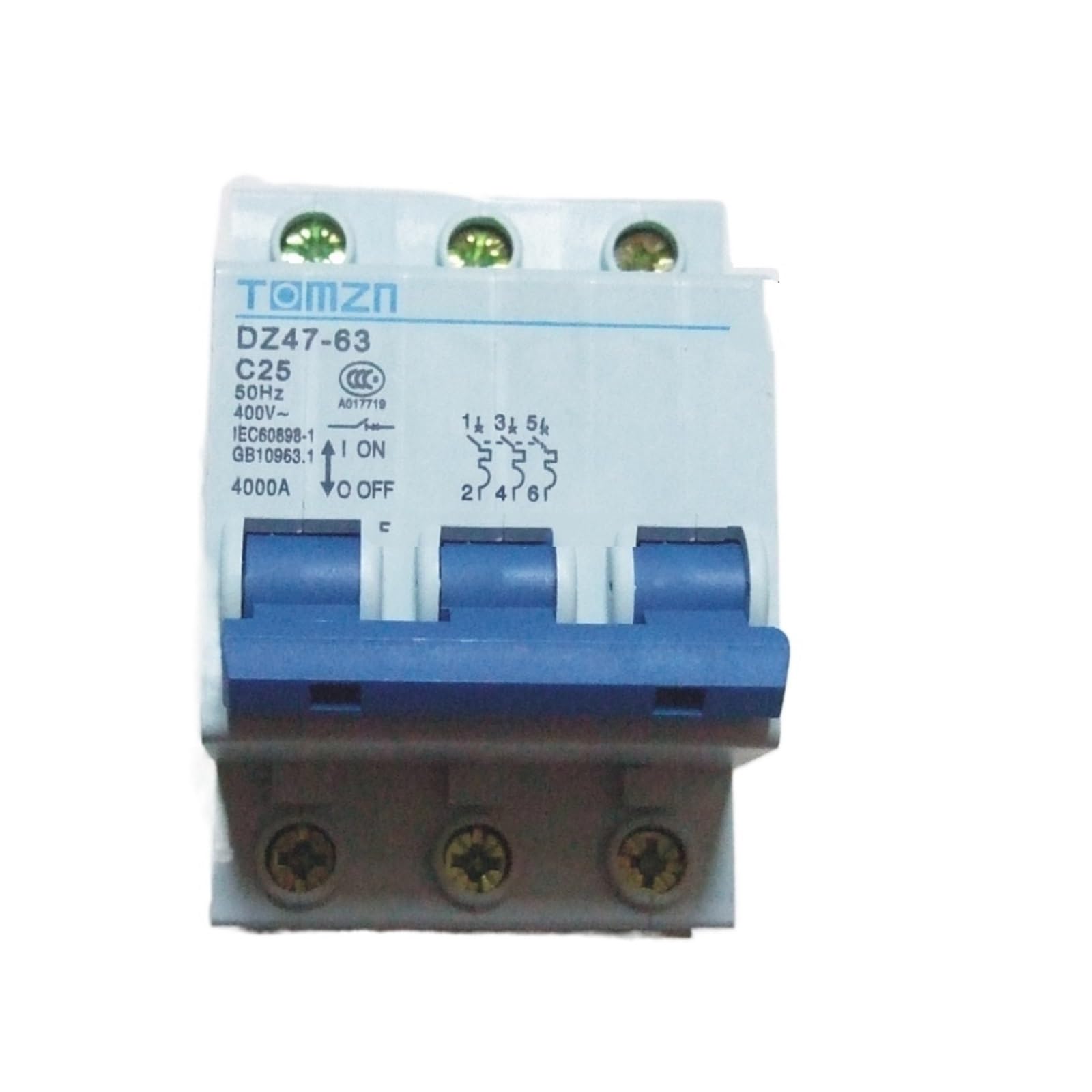 Disyuntor Tipo C 3P 25A con alta resistencia térmica para cuadros trifásicos
