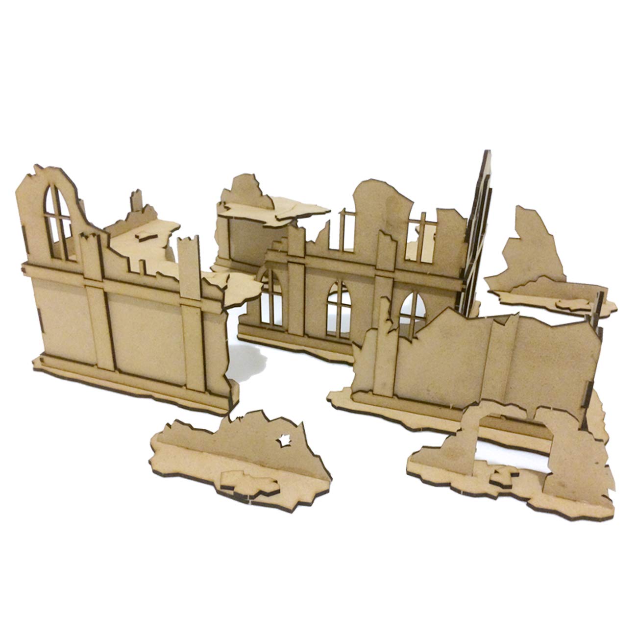 Urban Ruins 01 - Set di Elementi scenici di Città in rovina per Miniature in Scala 28mm/35mm - Tabletop Miniatures wargame 3D Scenery Terrain - MDF 3mm