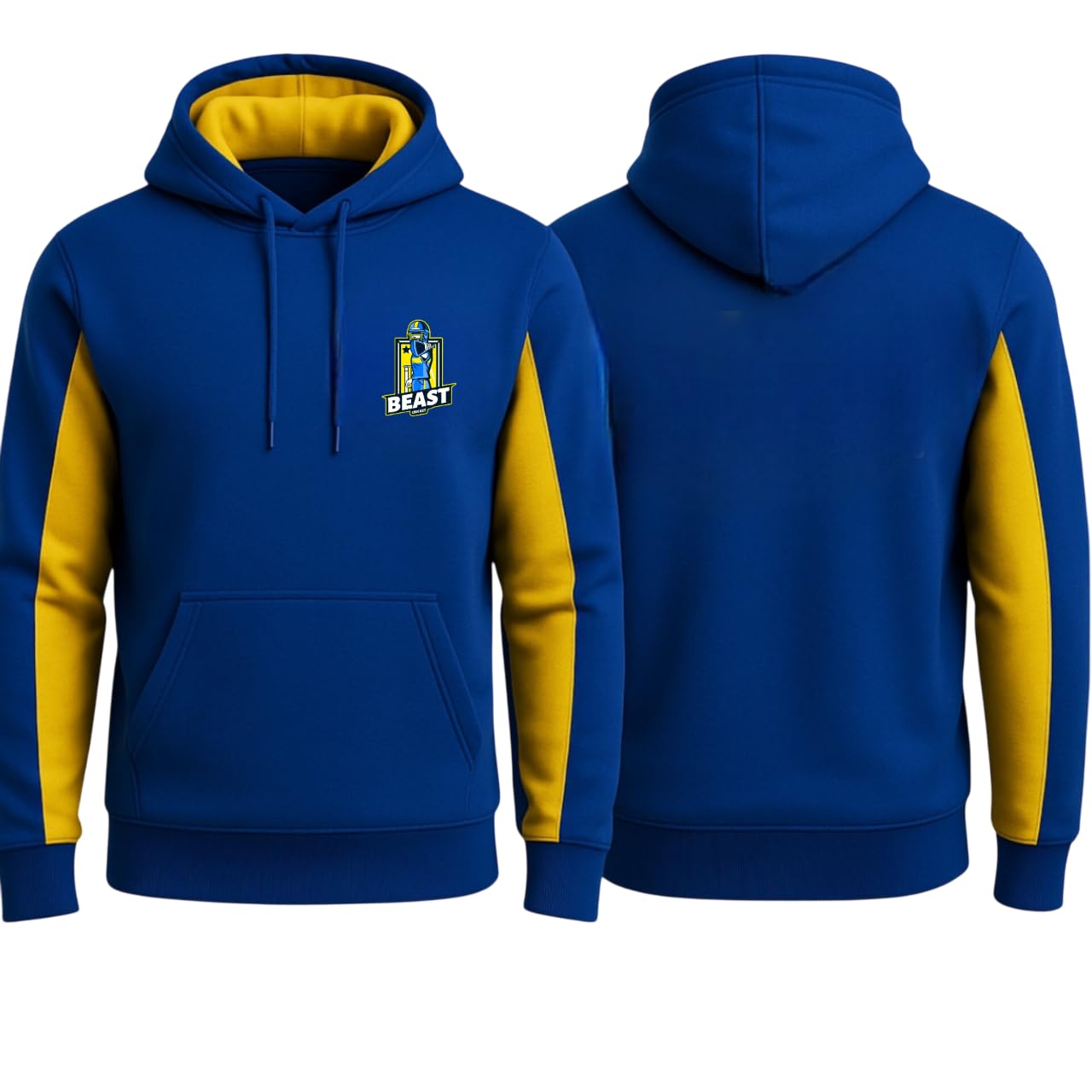 hoodies for man beast royal blue & yellow pullover hoodie – “chase your dreams” edition |premium warm hoodie for man & sweater for man - blue yellow xl
