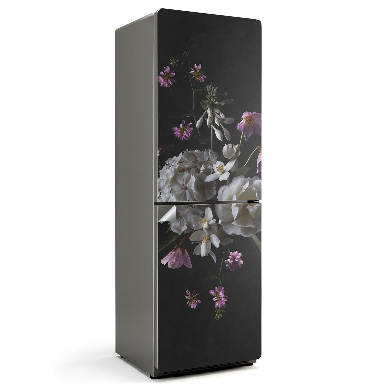 Autocollants pour frigo 60x180 anti-rayures sticker couvrant lavable bouquet floral