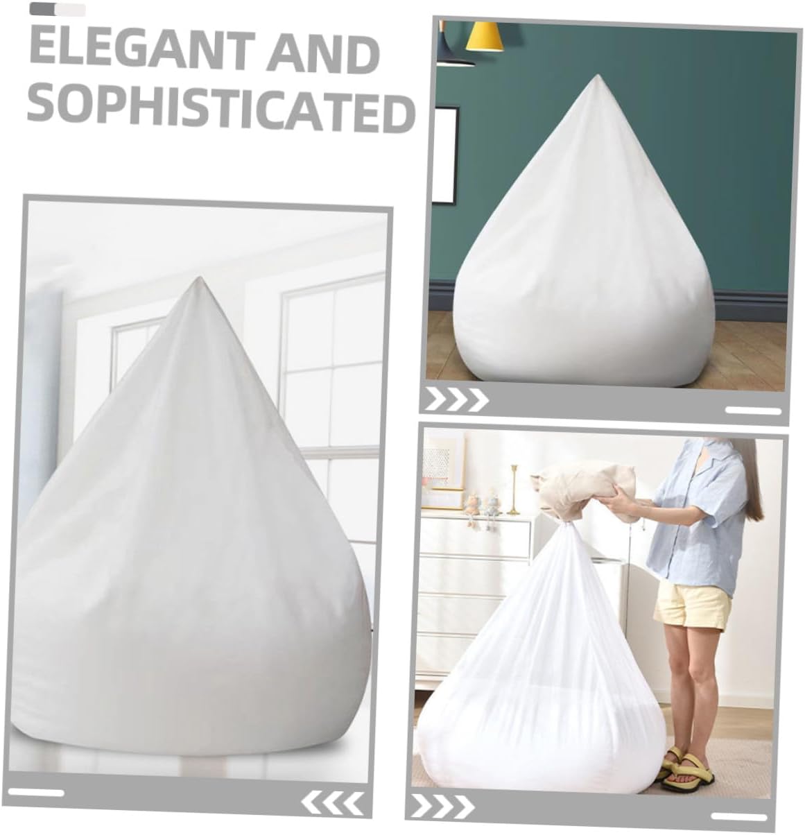 WOONEKY 2pcs White Mesh Bean Bag Inner Liners 70x80cm Breathable Fabric Replacement Covers for Lazy Sofa Chair Without Filler Home Living Room