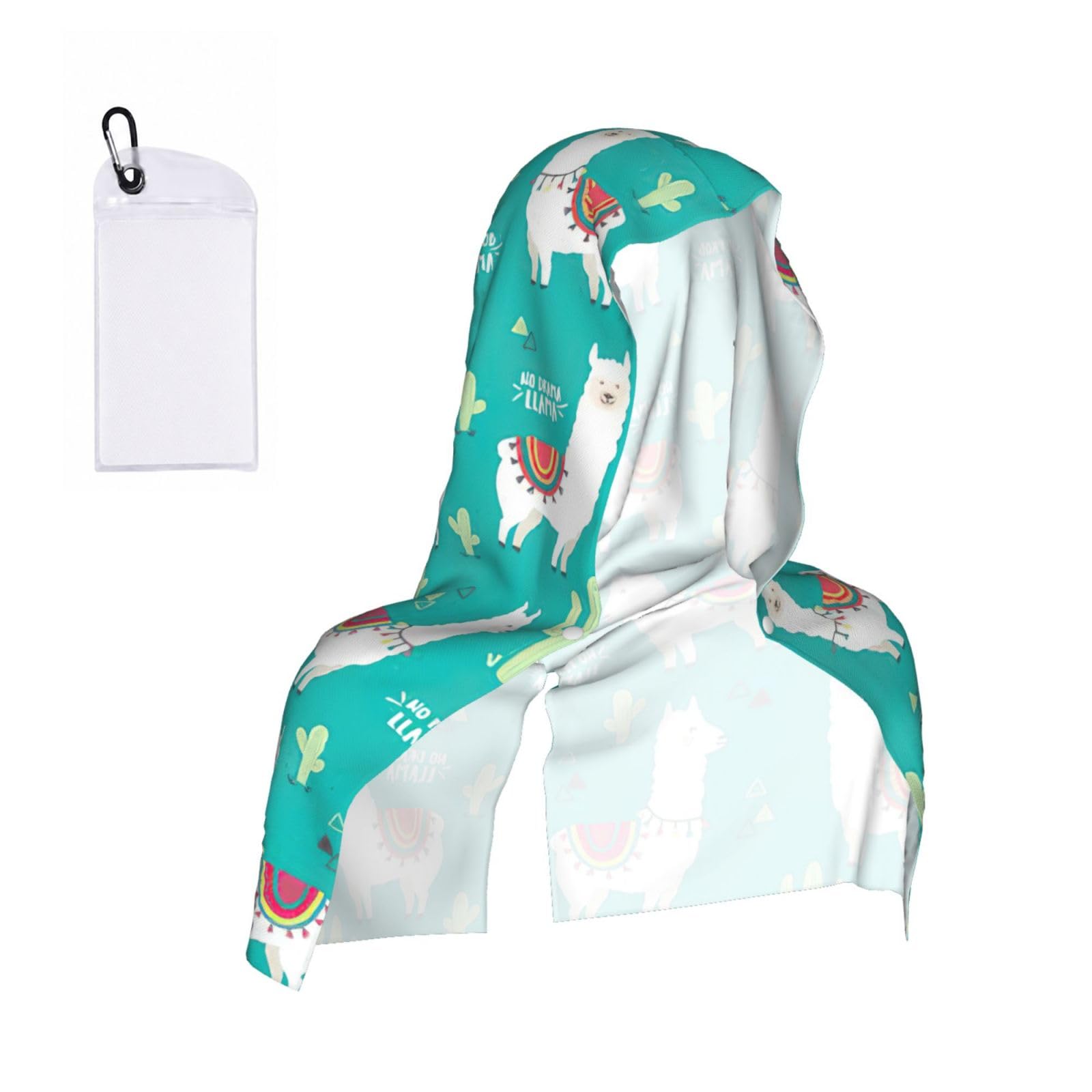 YQxwJL Alpaca Cactus Print Unsex Cooling Hoodie Towel, Cools Instantly When Wet Sun Protection For Sports Fitness Gym
