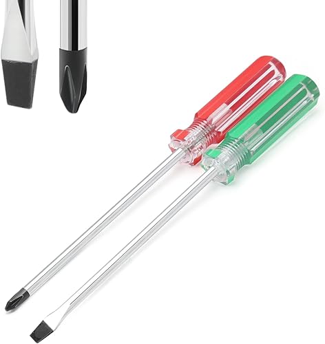 Juego de 2 destornilladores magnéticos, eje de acero de 5 pulgadas, Phillips magnéticos de 0.197 in y puntas de cabeza plana para reparación de