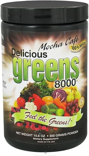 Delicious Greens 8000 Suplemento alimenticio verde, café moca, 10.6 onzas