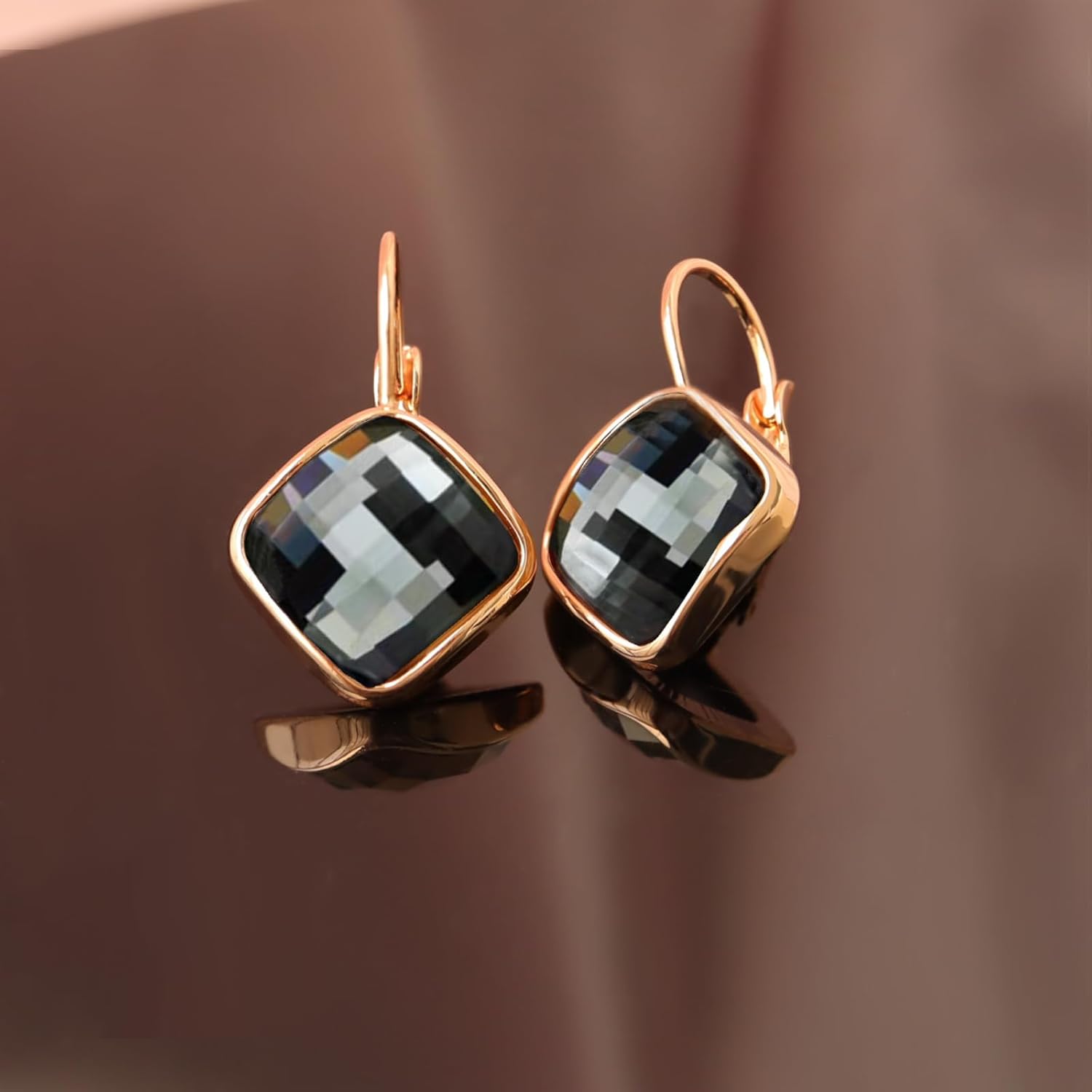 VONSSY Crystal Drop Dangle Earrings Leverback Hoop Hanging Zircon Jewelry Gift for Women Mother Wife - Image 3