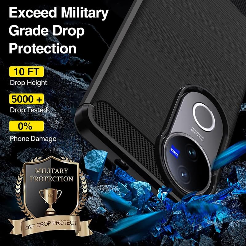 Image of Hybrid Carbon Fiber Back Case for Vivo T4R 5G / iQoo Z10R 5G (Black)