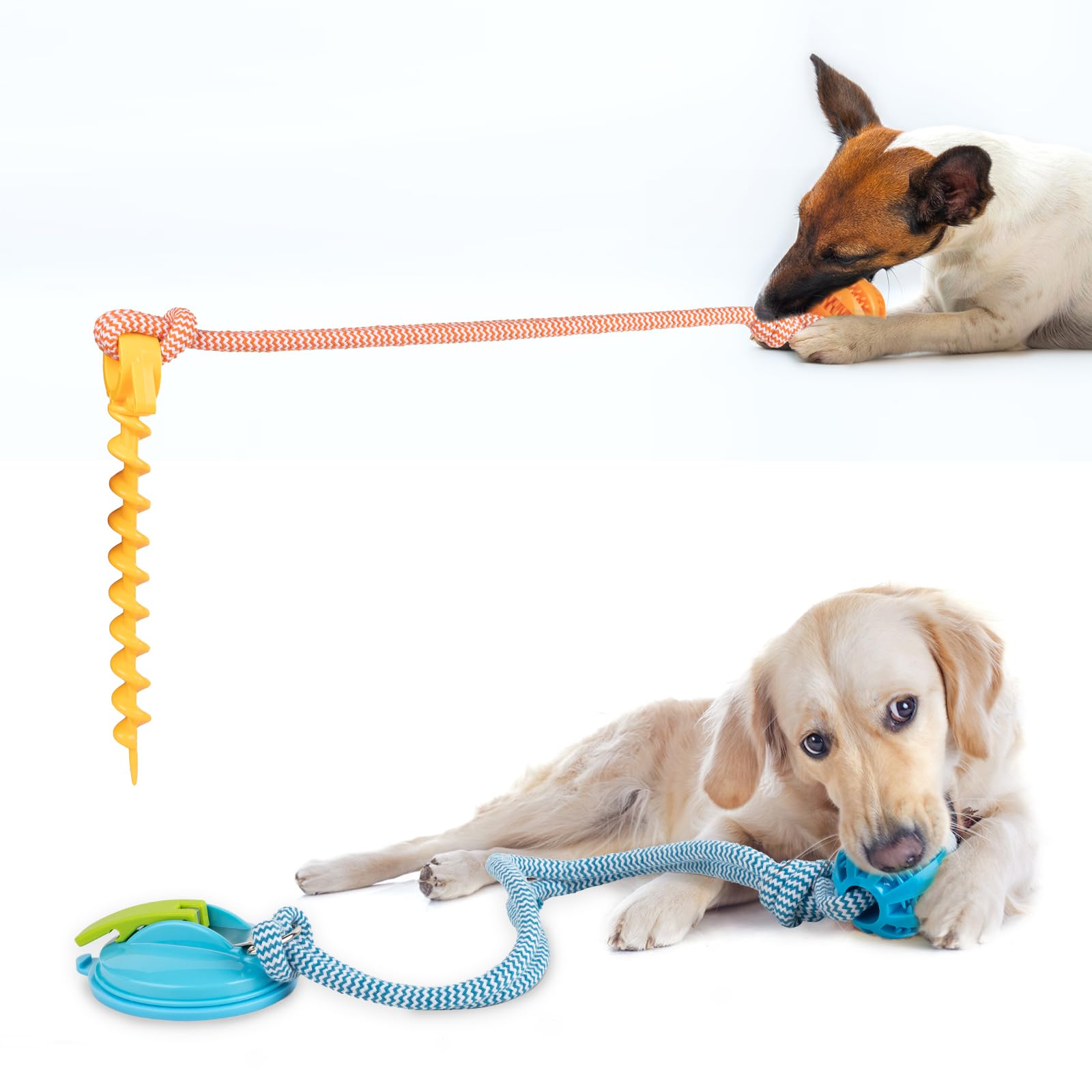 Vantacent89 Suction Cup Dog Rope Toys for Aggressive Chewers, Interactive Dog Toys with Food Dispensing Balls, Tug of War Dog Chew Toys for Medium Large Dogs