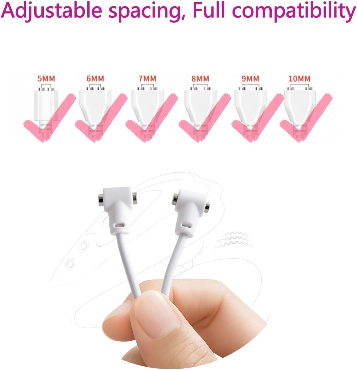 Universal Magnetic Charging Cable for Massagers, 80cm USB DC Replacement Charger Magnetic Charging Cable for Personal Massagers, Rechargeable Toys, Compatible Charging Spacing 5-20mm (USB-A + USB-C) image 4