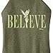 Disney Tinker Bell - Believe - Juniors High Neck Tank Top - Size Large Heather Military Green